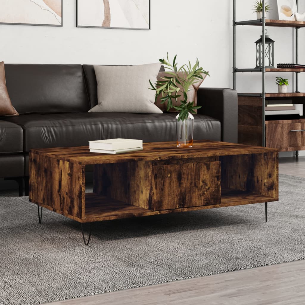 Salontafel 04X60X35 Cm Bewerkt Hout Kleurig Gerookt eiken