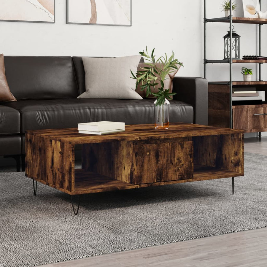Salontafel 04X60X35 Cm Bewerkt Hout Kleurig Gerookt eiken