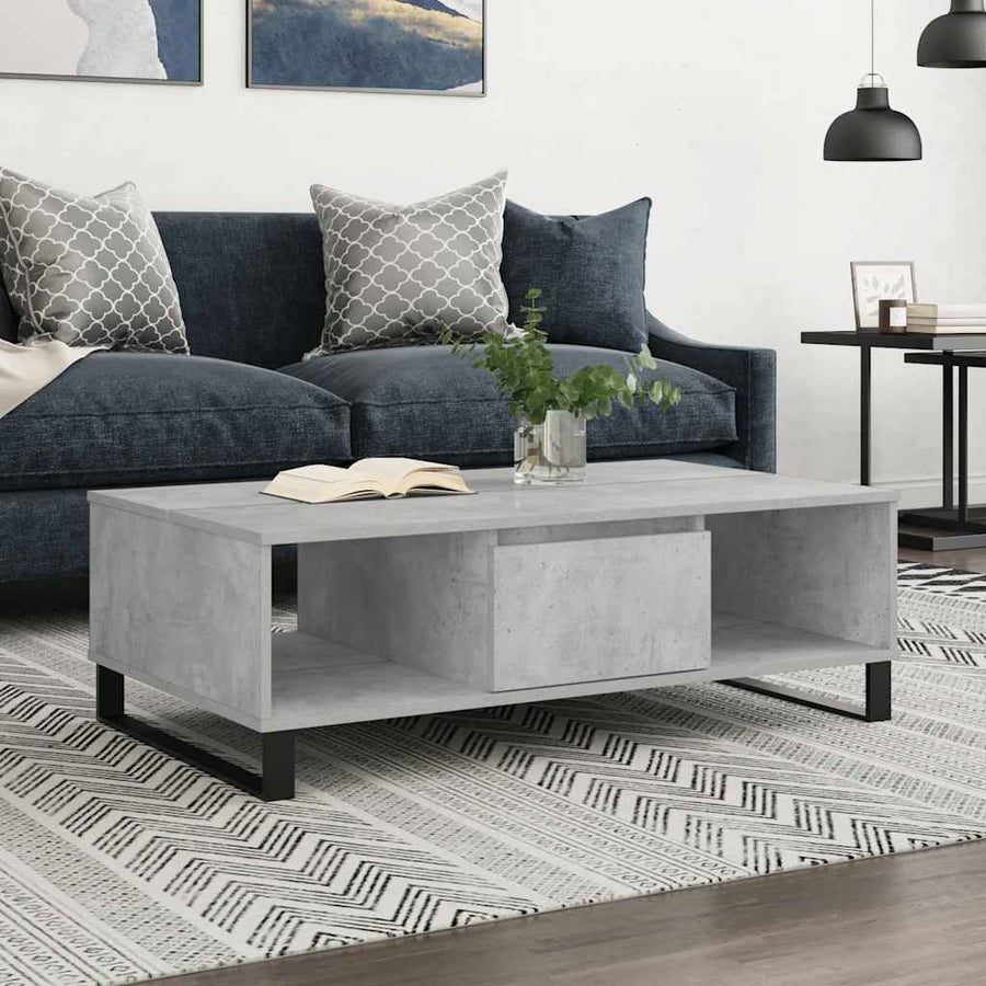 Salontafel 104x60x35 cm bewerkt hout betongrijs