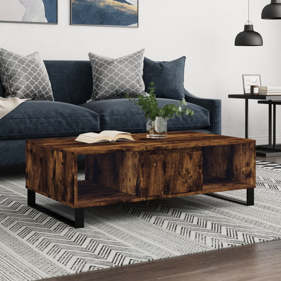 Salontafel 04X60X35 Cm Bewerkt Hout Kleurig Gerookt eiken