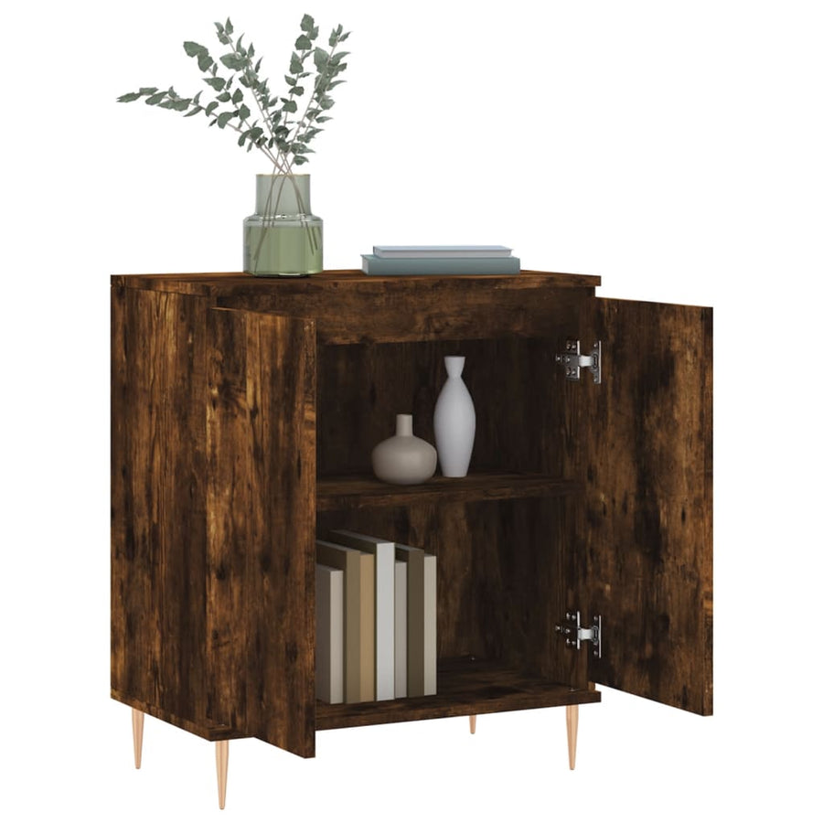 Dressoir 60X35X70 Cm Bewerkt Hout Gerookt Eikenkleurig