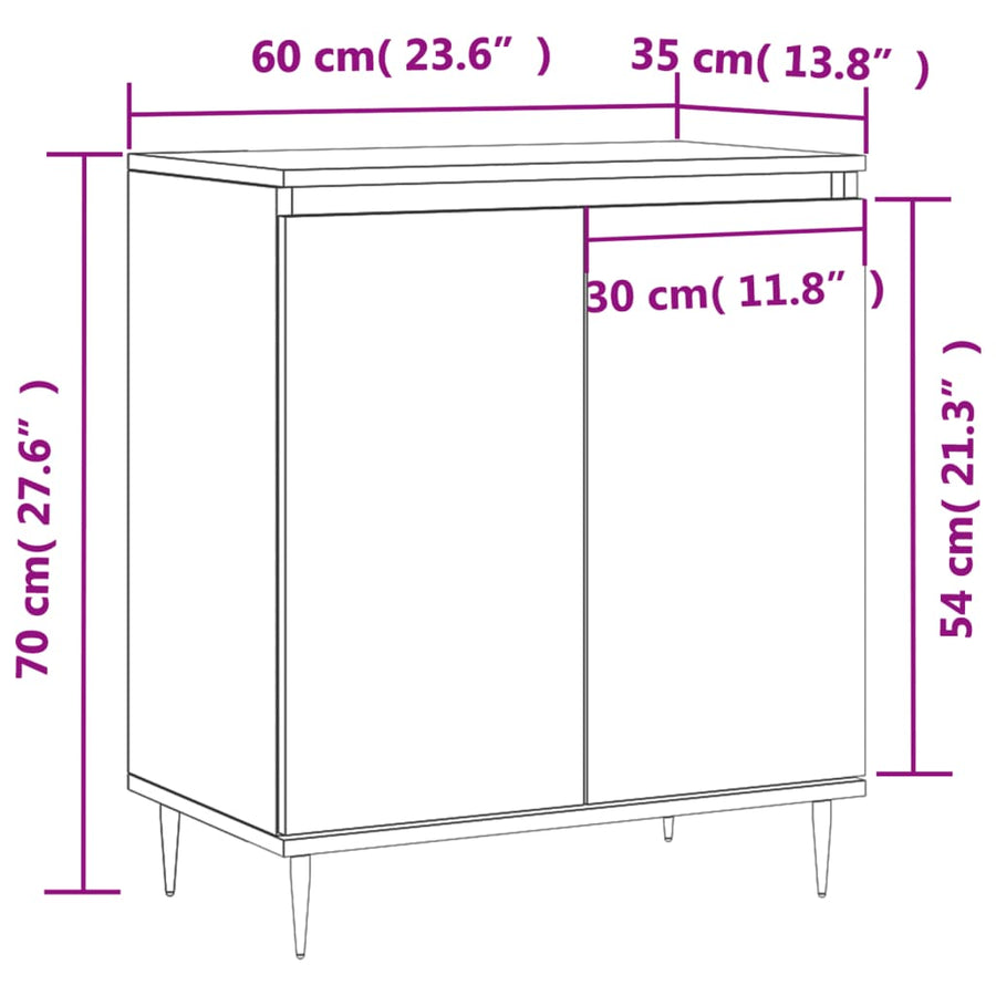 Dressoir 60X35X70 Cm Bewerkt Hout Gerookt Eikenkleurig