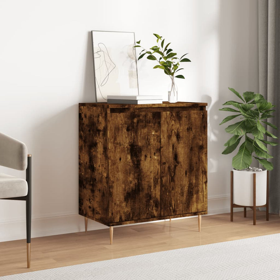 Dressoir 60X35X70 Cm Bewerkt Hout Gerookt Eikenkleurig