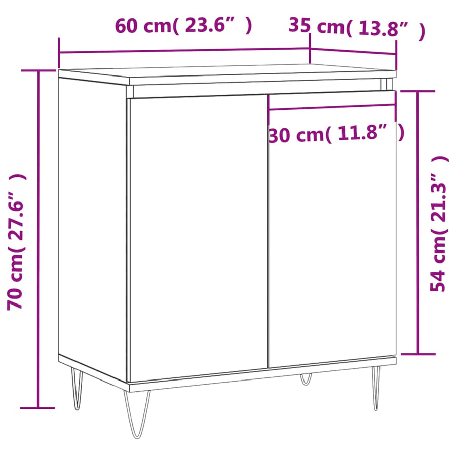 Dressoir 60X35X70 Cm Bewerkt Hout Betongrijs