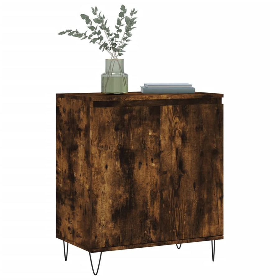Dressoir 60X35X70 Cm Bewerkt Hout Gerookt Eikenkleurig