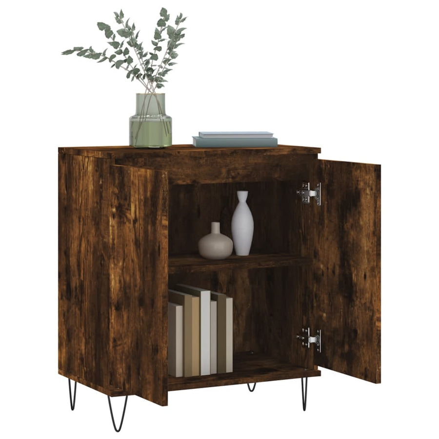 Dressoir 60X35X70 Cm Bewerkt Hout Gerookt Eikenkleurig