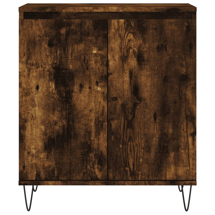 Dressoir 60X35X70 Cm Bewerkt Hout Gerookt Eikenkleurig