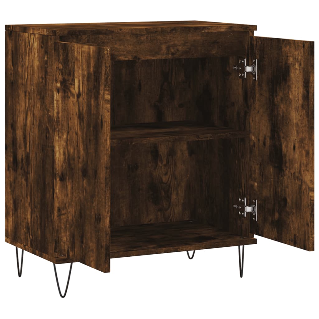 Dressoir 60X35X70 Cm Bewerkt Hout Gerookt Eikenkleurig