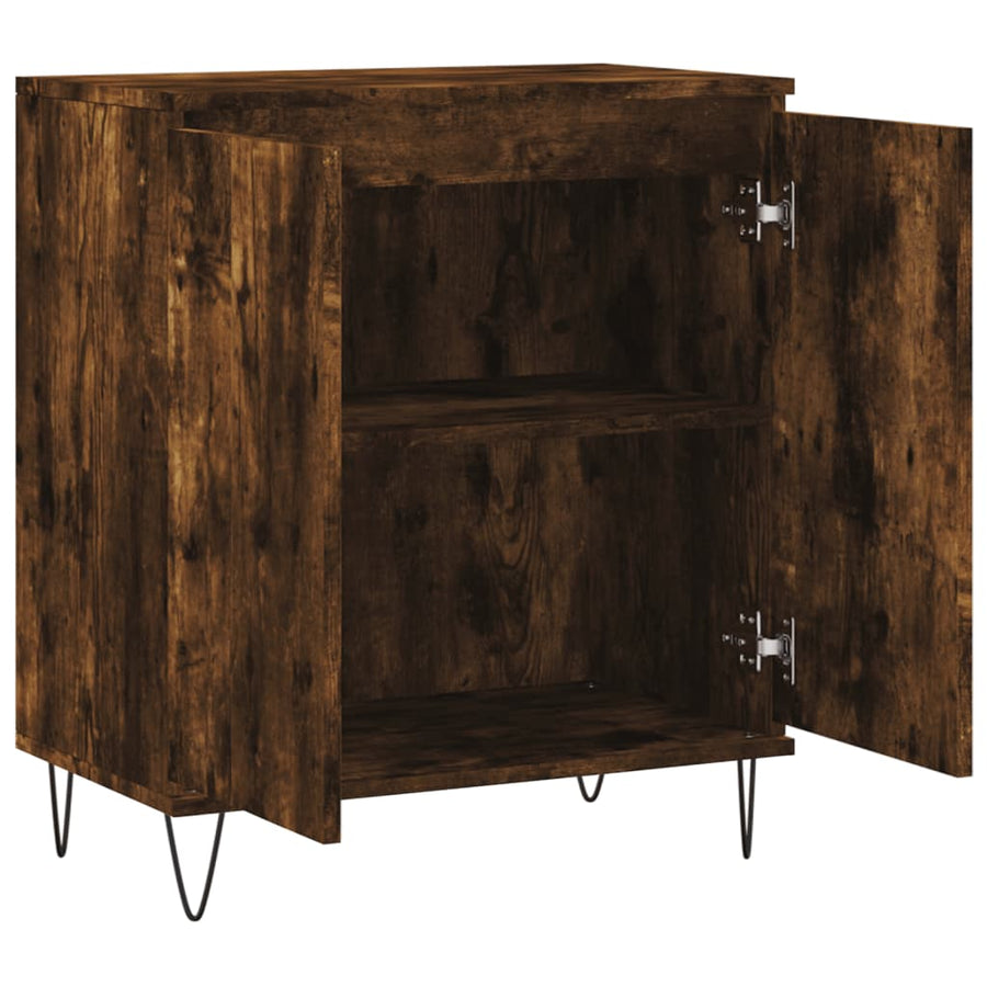Dressoir 60X35X70 Cm Bewerkt Hout Gerookt Eikenkleurig