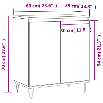 Dressoir 60X35X70 Cm Bewerkt Hout Gerookt Eikenkleurig
