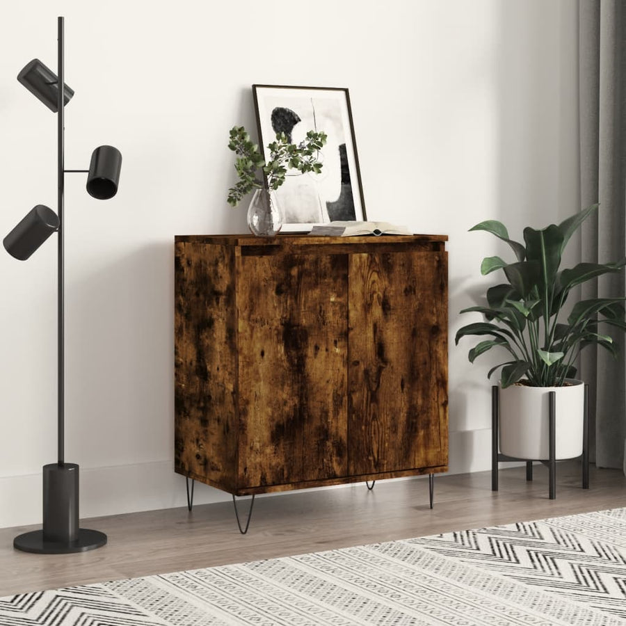 Dressoir 60X35X70 Cm Bewerkt Hout Gerookt Eikenkleurig
