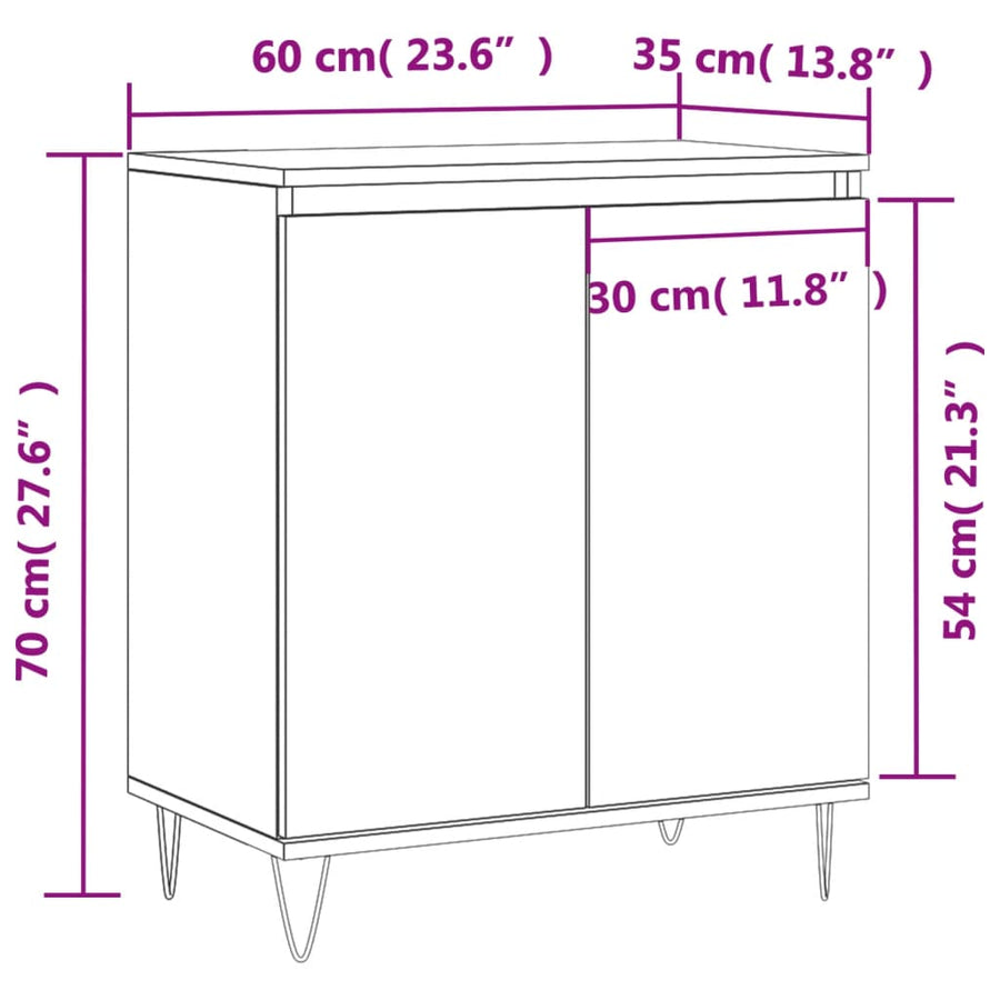 Dressoir 60X30X75 Cm Bewerkt Hout Grijs Sonoma Eikenkleurig
