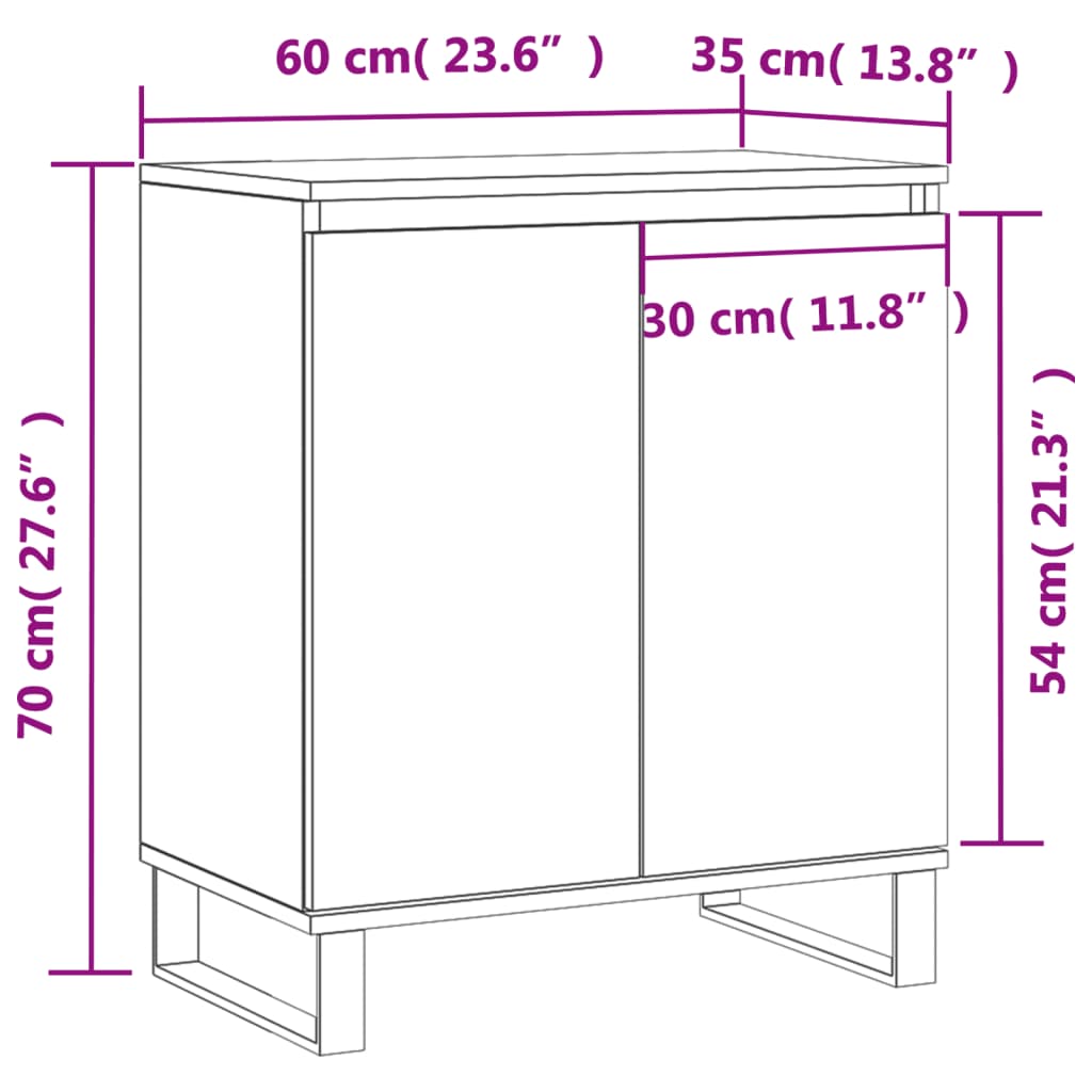 Dressoir 60X35X70 Cm Bewerkt Hout Wit