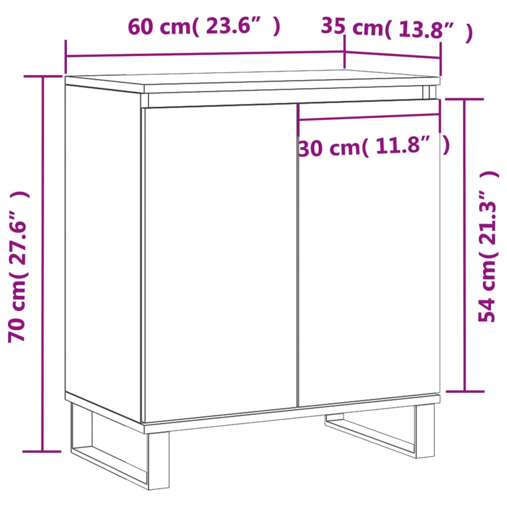 Dressoir 60X35X70 Cm Bewerkt Hout Betongrijs