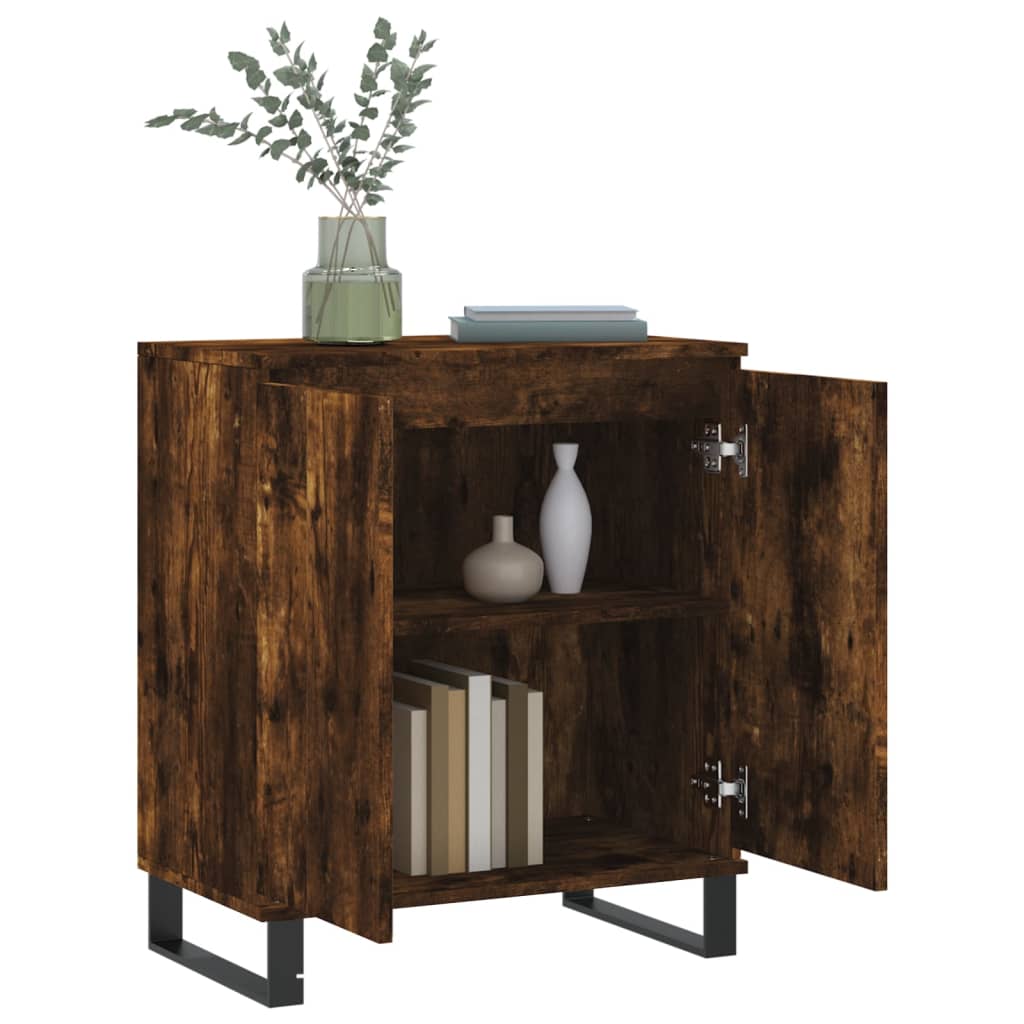 Dressoir 60X35X70 Cm Bewerkt Hout Gerookt Eikenkleurig