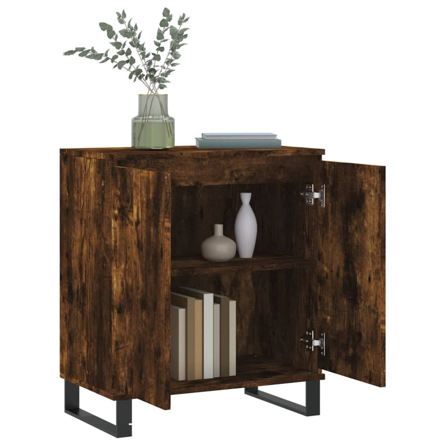 Dressoir 60X35X70 Cm Bewerkt Hout Gerookt Eikenkleurig