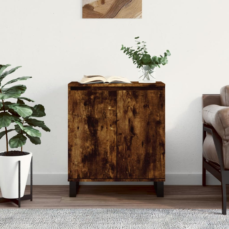 Dressoir 60X35X70 Cm Bewerkt Hout Gerookt Eikenkleurig