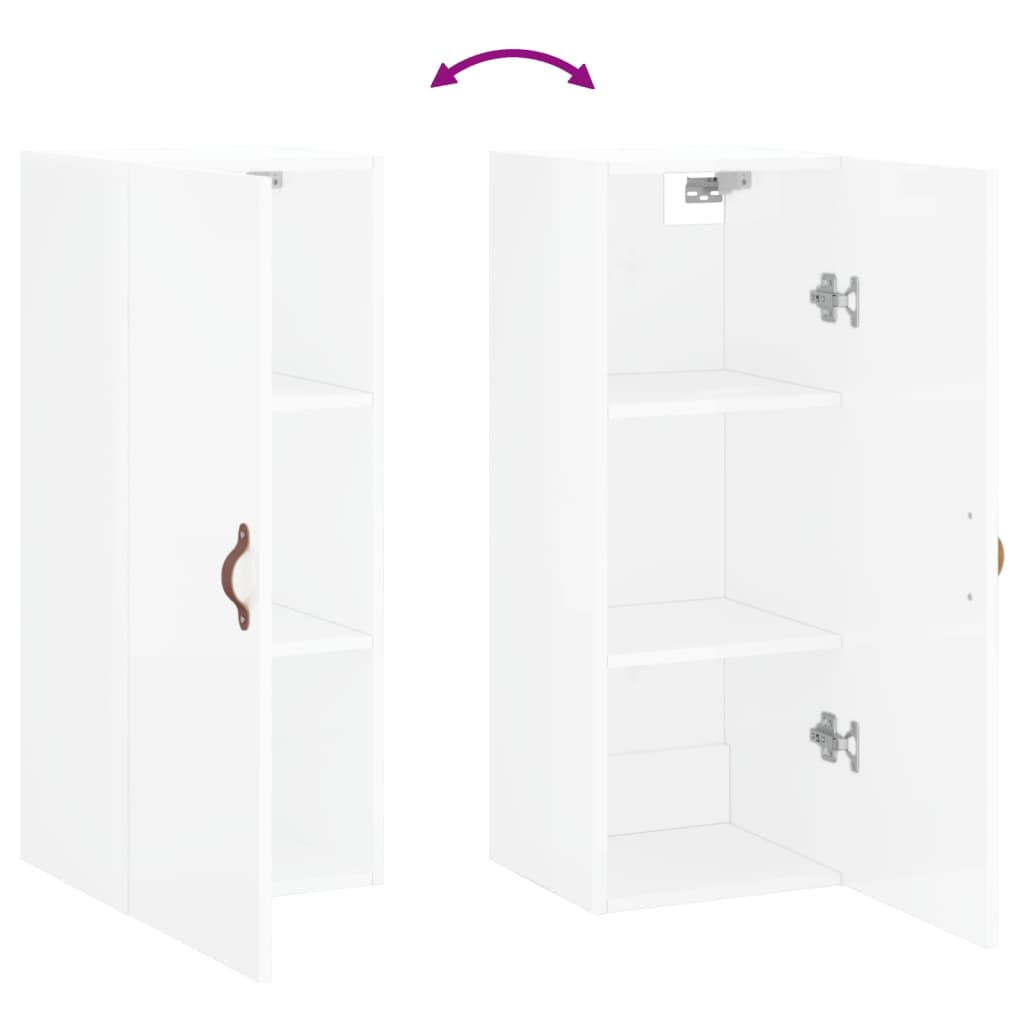 Hangkast 34,5X34X90 Cm Hoogglans Wit