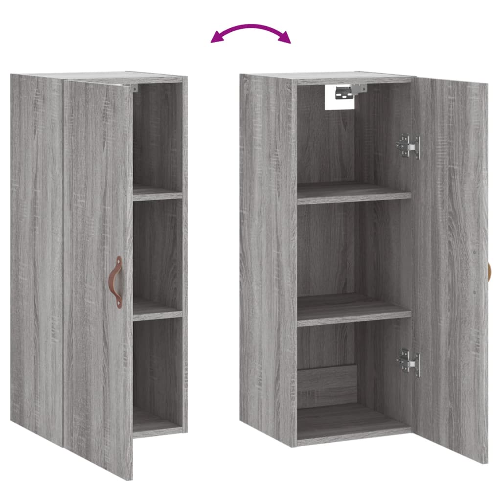 Hangkast 34,5X34X90 Cm Grijs Sonoma Eikenkleurig