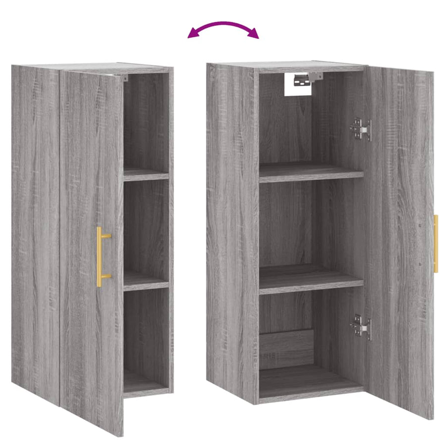 Hangkast 34,5X34X90 Cm Grijs Sonoma Eikenkleurig