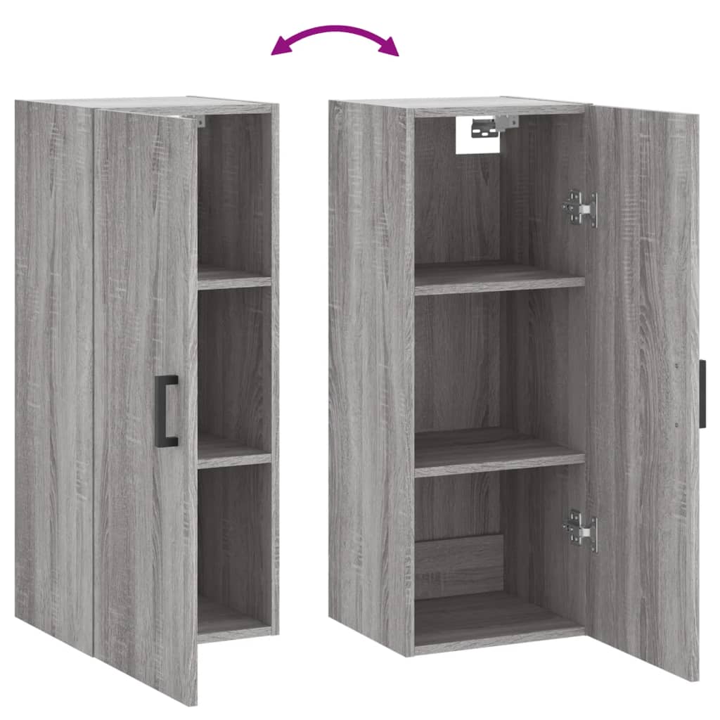 Hangkast 34,5X34X90 Cm Grijs Sonoma Eikenkleurig