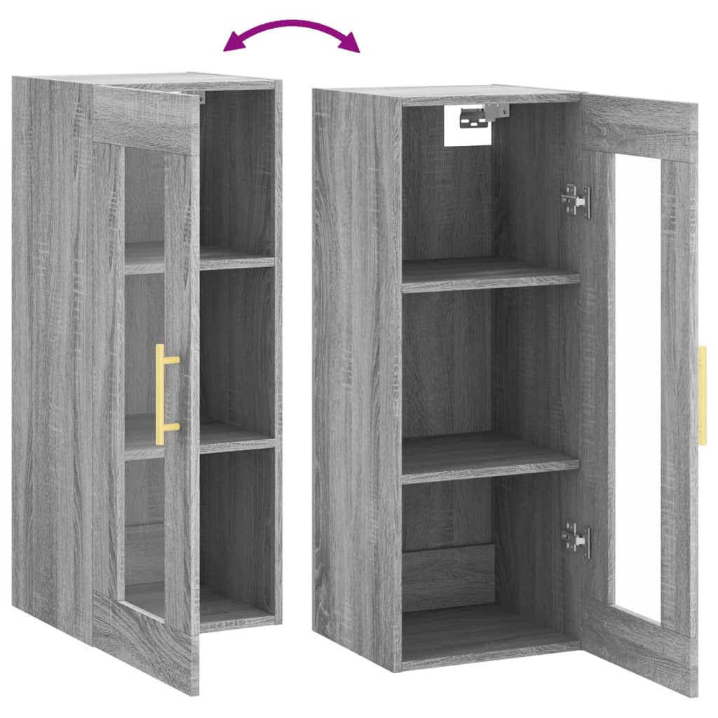 Hangkast 34,5X34X90 Cm Grijs Sonoma Eikenkleurig