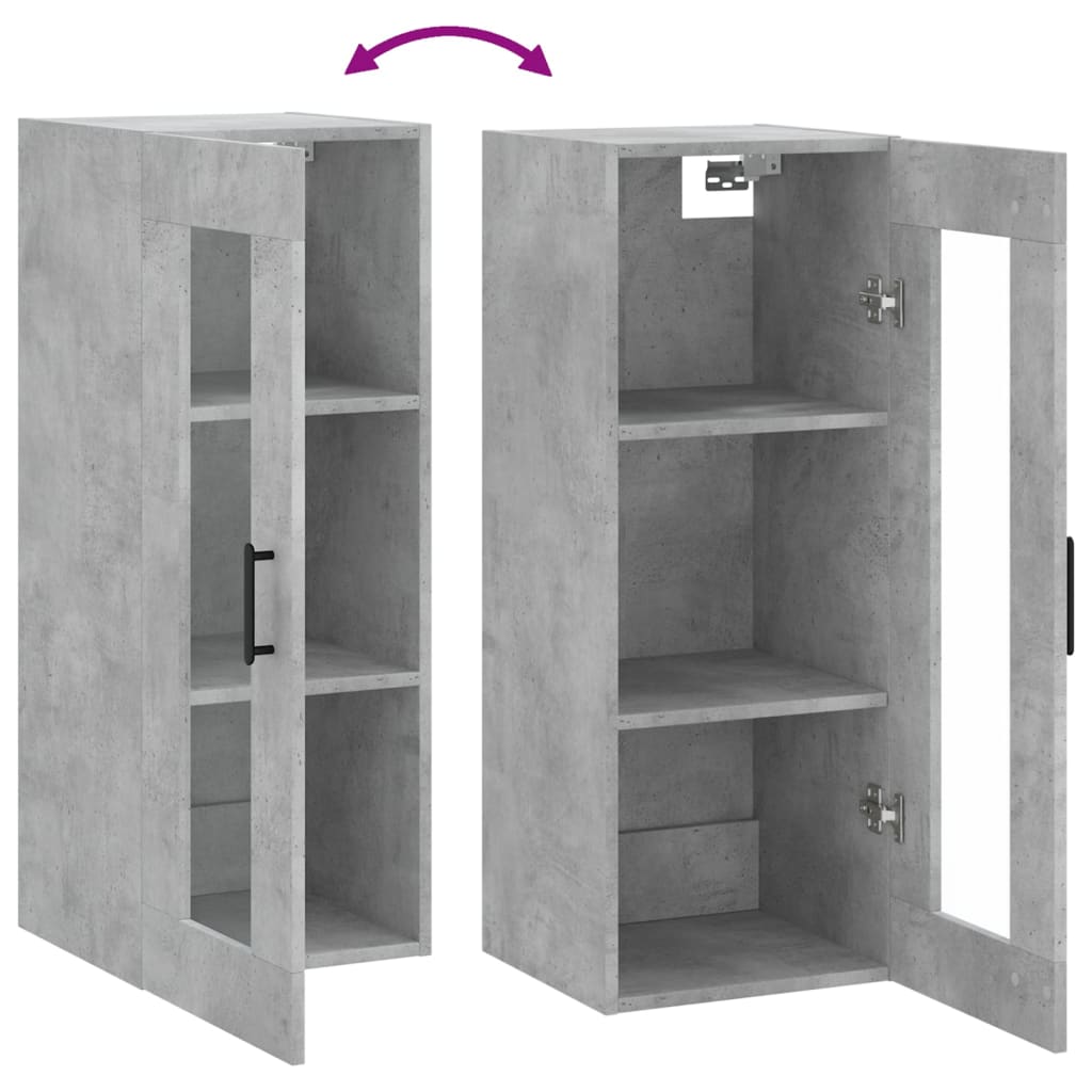 Wandkast 34,5X34X90 Cm Betongrijs