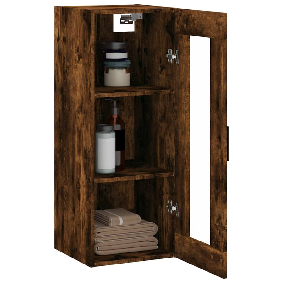 Wandkast 34,5X34X90 Cm Gerookt Eikenkleurig