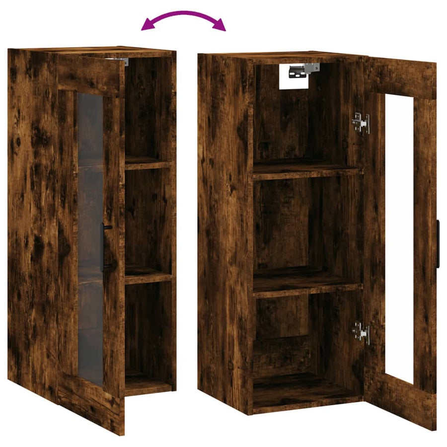 Wandkast 34,5X34X90 Cm Gerookt Eikenkleurig