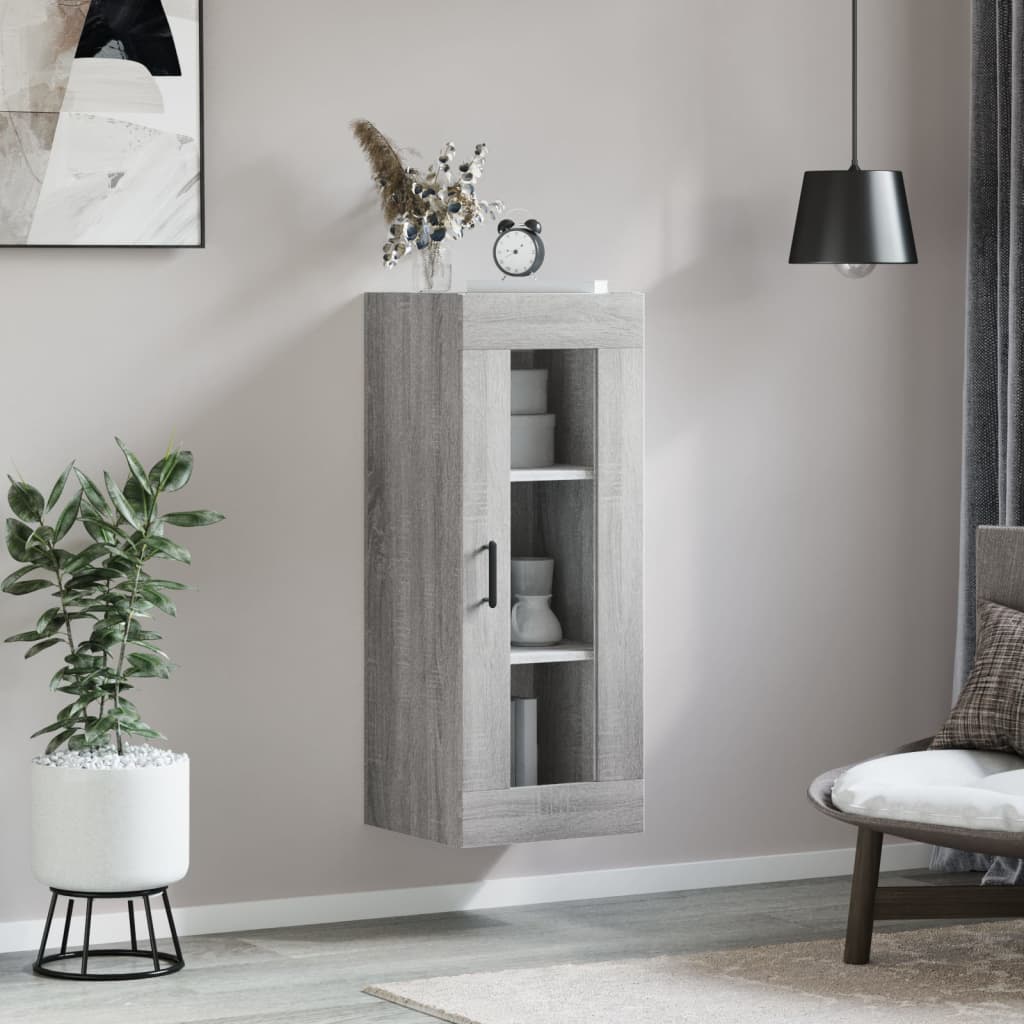 Wandkast 34,5X34X90 Cm Grijs Sonoma Eikenkleurig