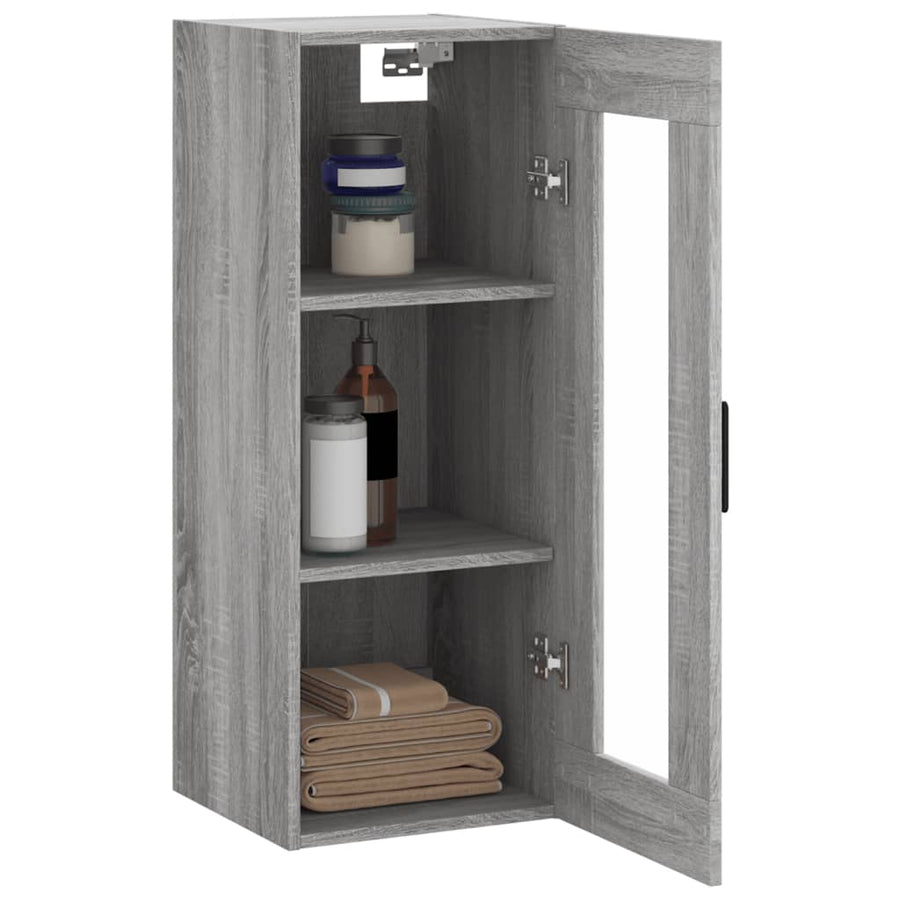 Wandkast 34,5X34X90 Cm Grijs Sonoma Eikenkleurig