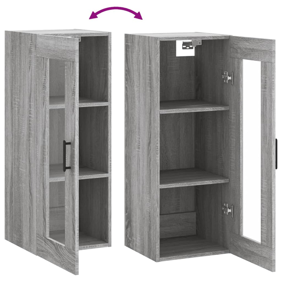 Wandkast 34,5X34X90 Cm Grijs Sonoma Eikenkleurig
