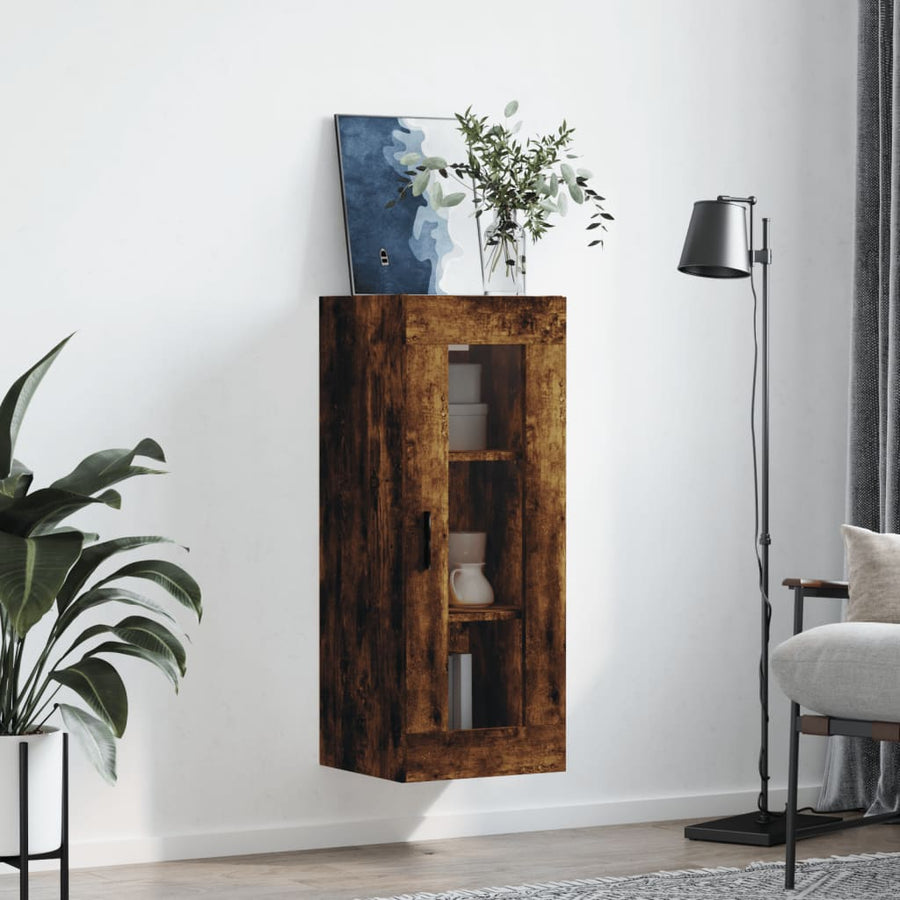 Wandkast 34,5X34X90 Cm Kleurig Gerookt eiken