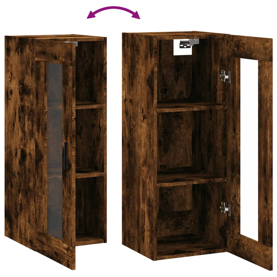 Wandkast 34,5X34X90 Cm Kleurig Gerookt eiken