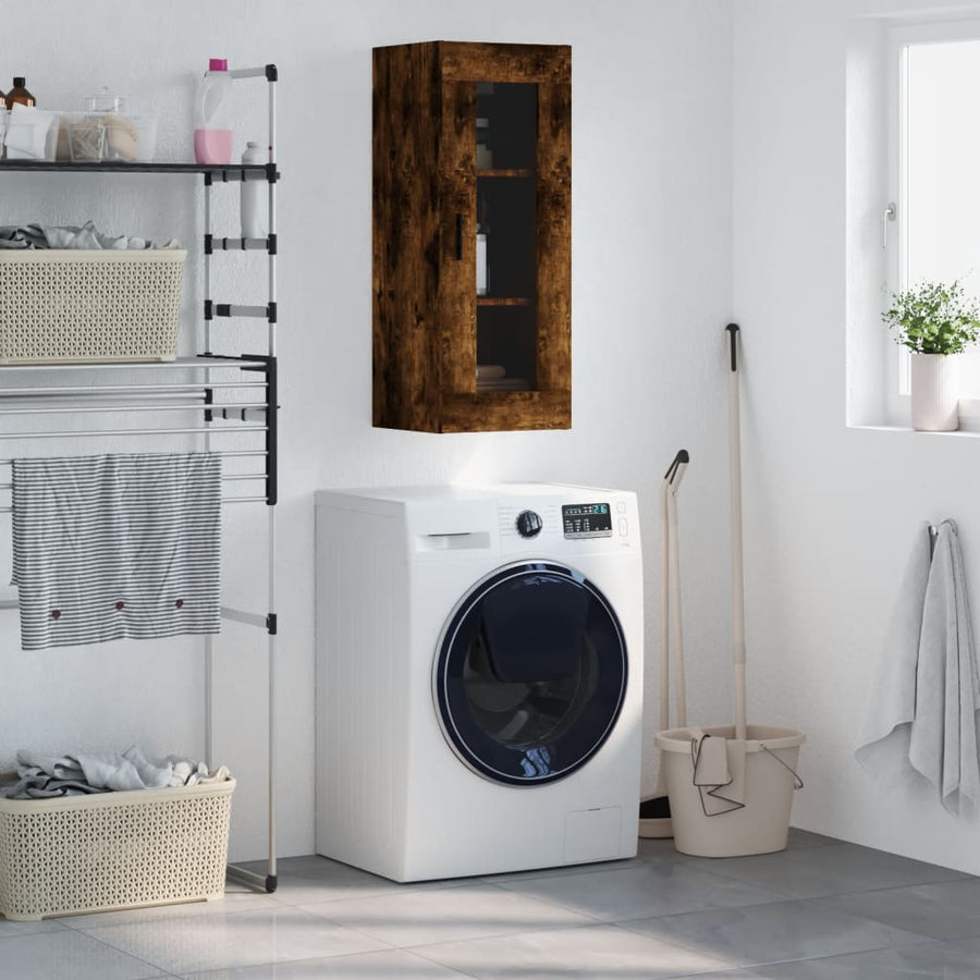 Wandkast 34,5X34X90 Cm Kleurig Gerookt eiken