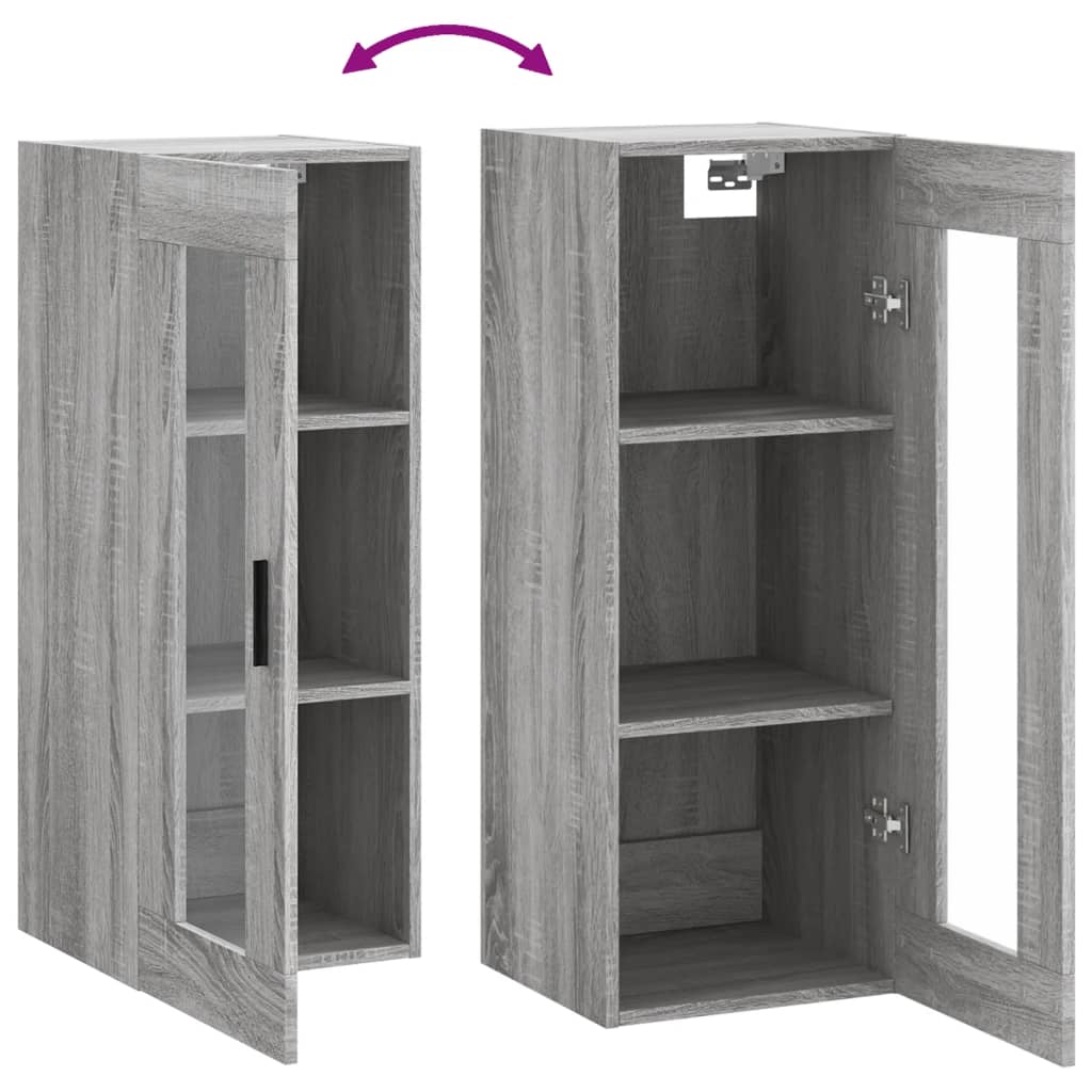 Hangkast 34,5X34X90 Cm Grijs Sonoma Eikenkleurig