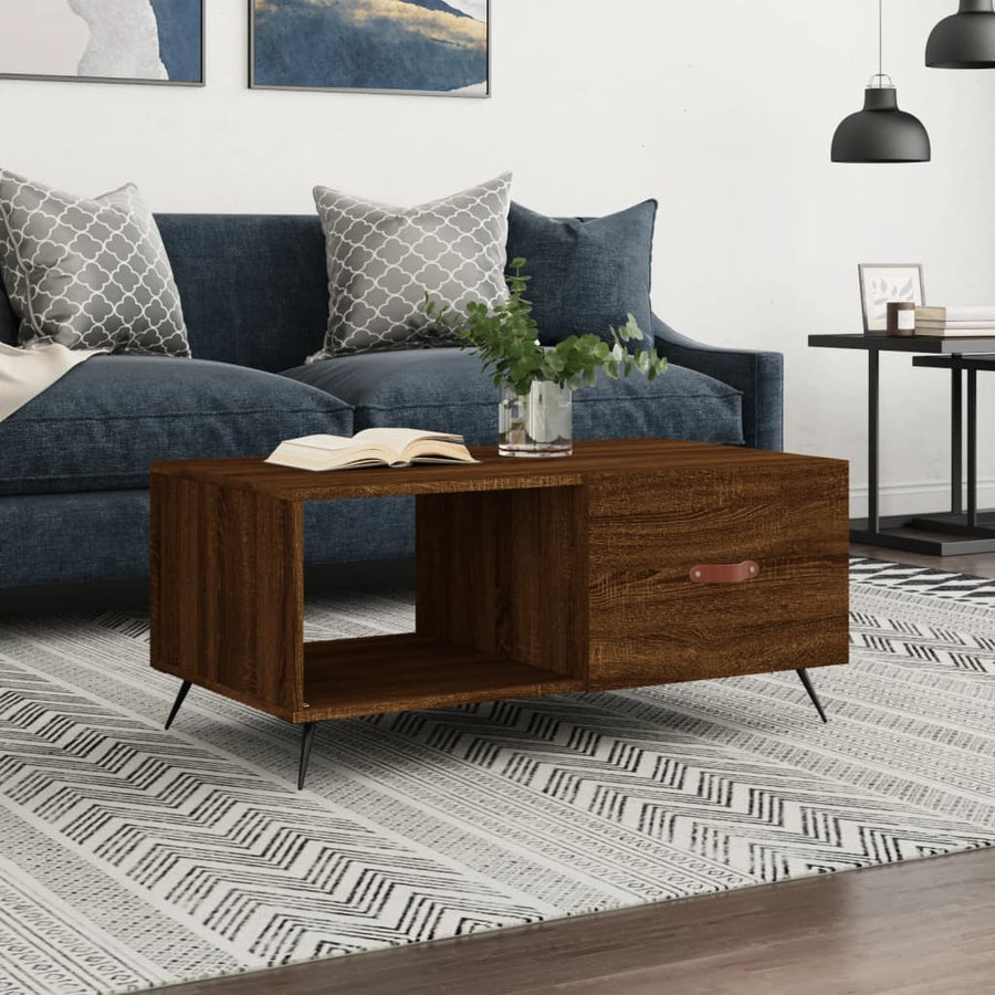 Salontafel 90X50X40 Cm Bewerkt Hout Bruin Eikenkleur Bruineiken