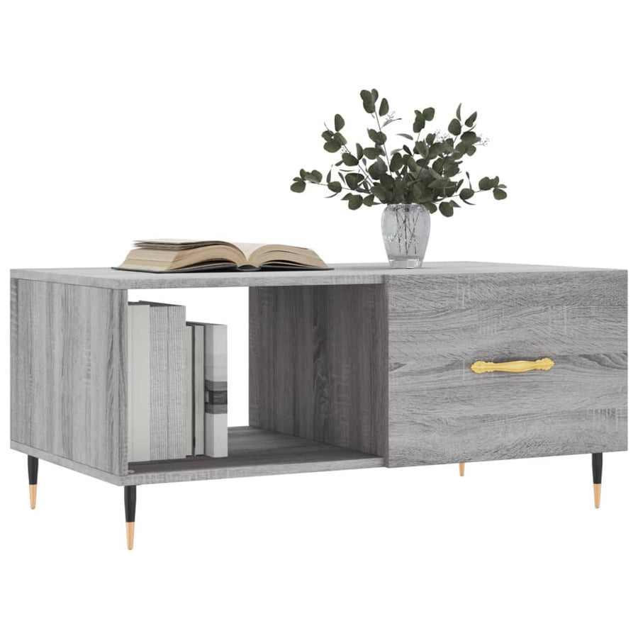 Salontafel 90X50X40 Cm Bewerkt Hout Eikenkleurig Grijs sonoma