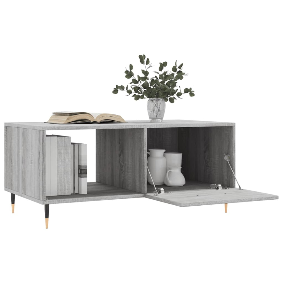 Salontafel 90X50X40 Cm Bewerkt Hout Eikenkleurig Grijs sonoma