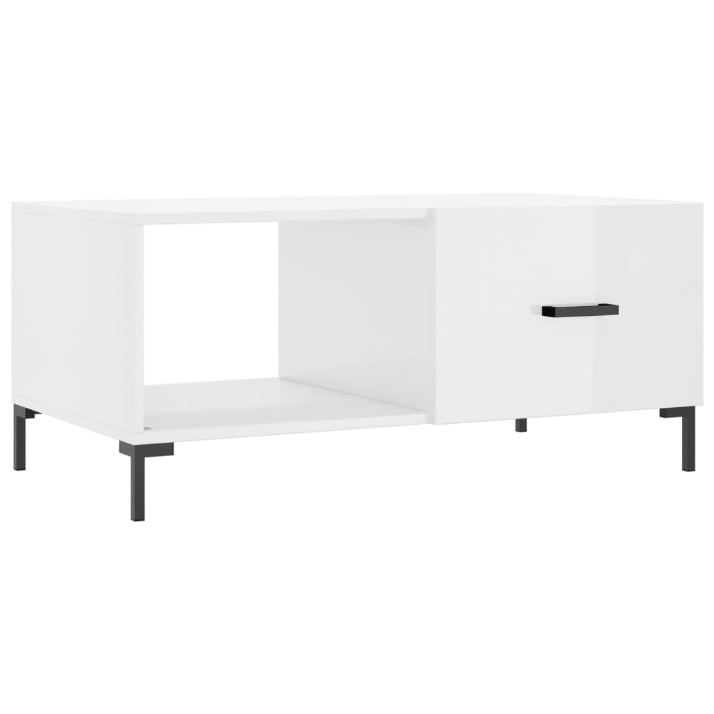 Salontafel 90X50X40 Cm Bewerkt Hout Hoogglans wit
