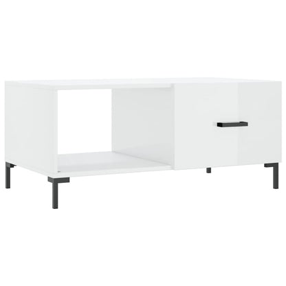 Salontafel 90X50X40 Cm Bewerkt Hout Hoogglans wit