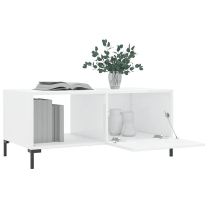 Salontafel 90X50X40 Cm Bewerkt Hout Hoogglans wit