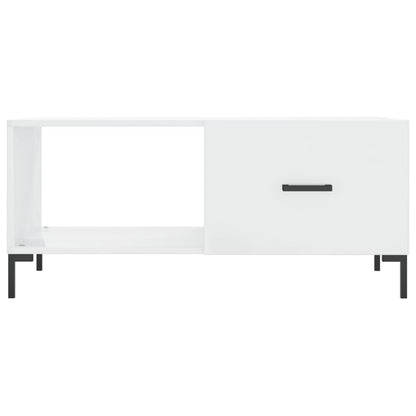 Salontafel 90X50X40 Cm Bewerkt Hout Hoogglans wit