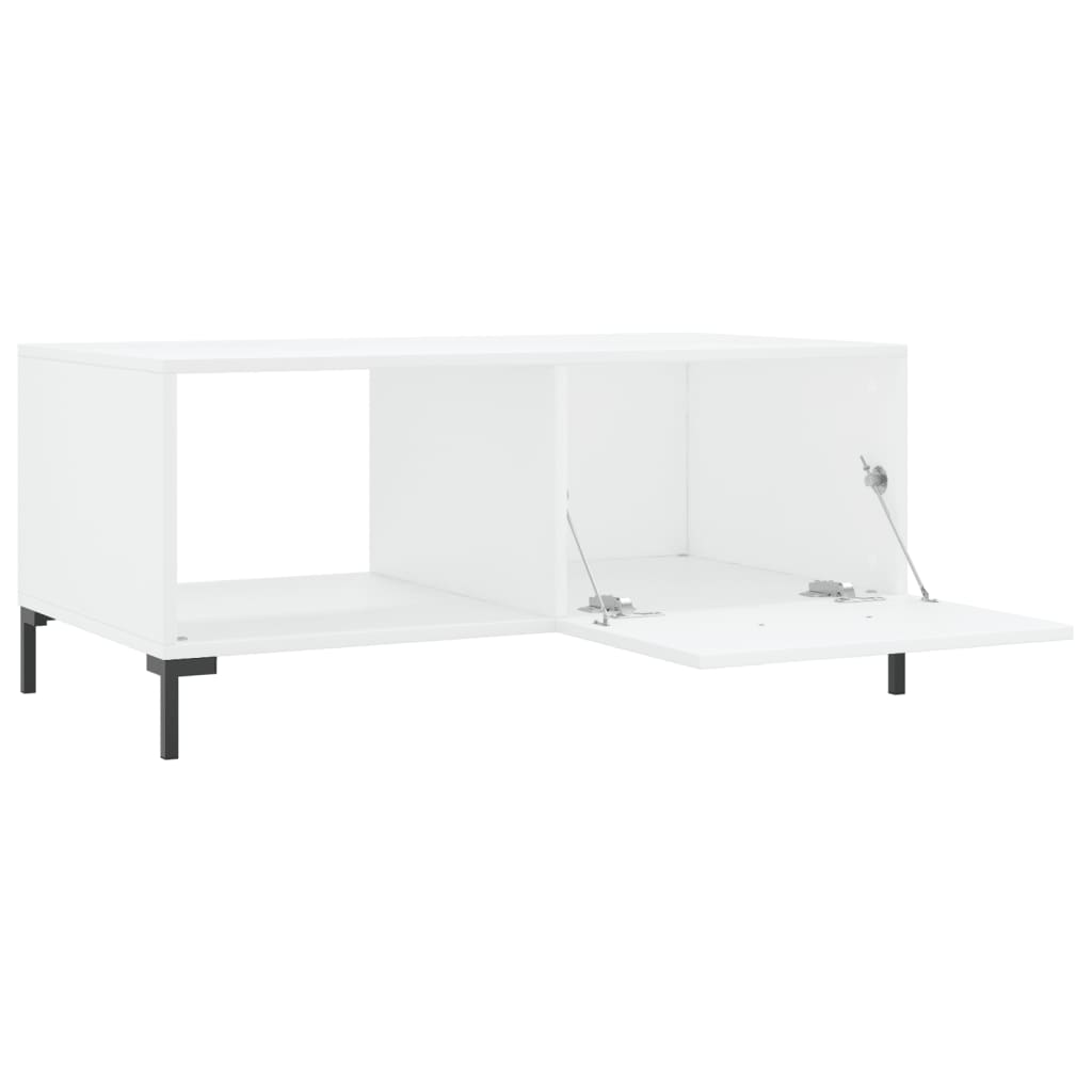 Salontafel 90X50X40 Cm Bewerkt Hout Hoogglans wit