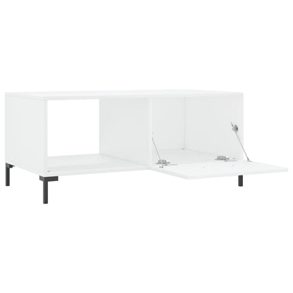 Salontafel 90X50X40 Cm Bewerkt Hout Hoogglans wit