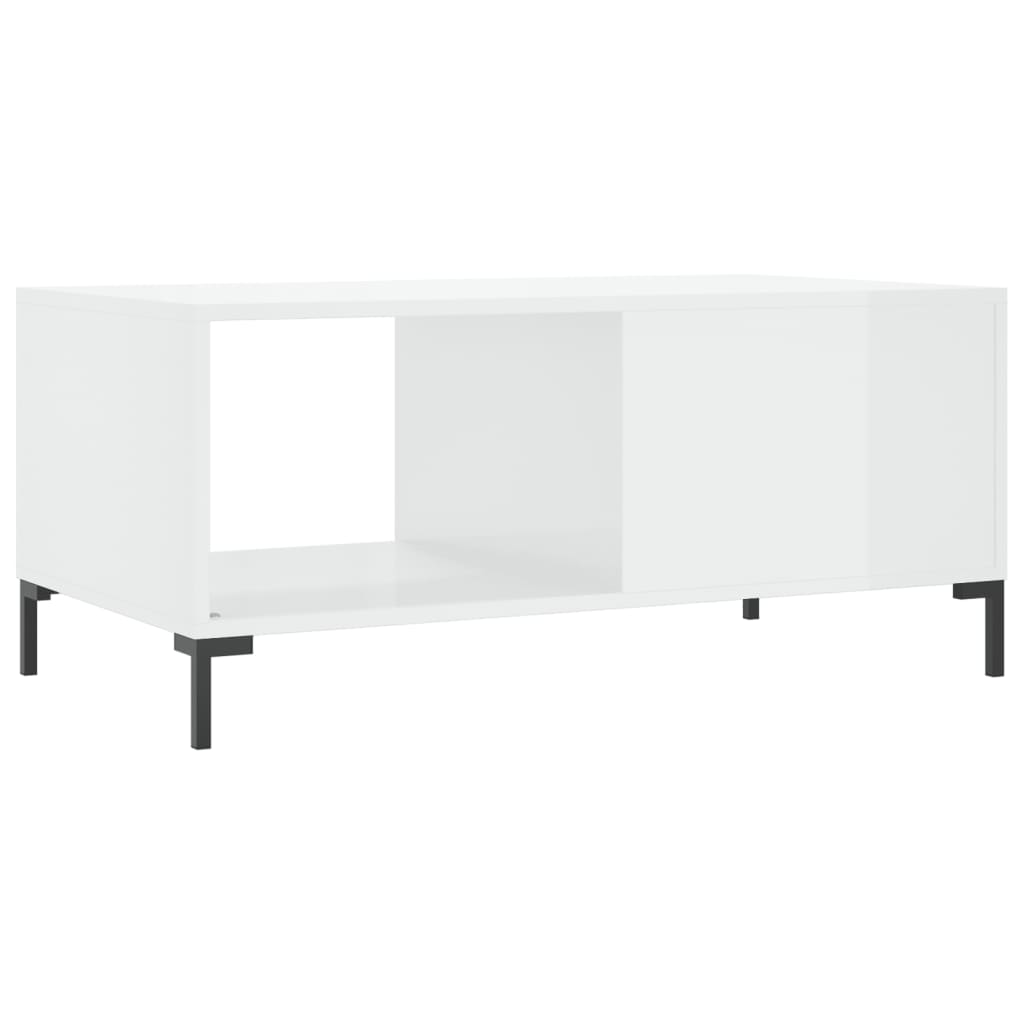 Salontafel 90X50X40 Cm Bewerkt Hout Hoogglans wit