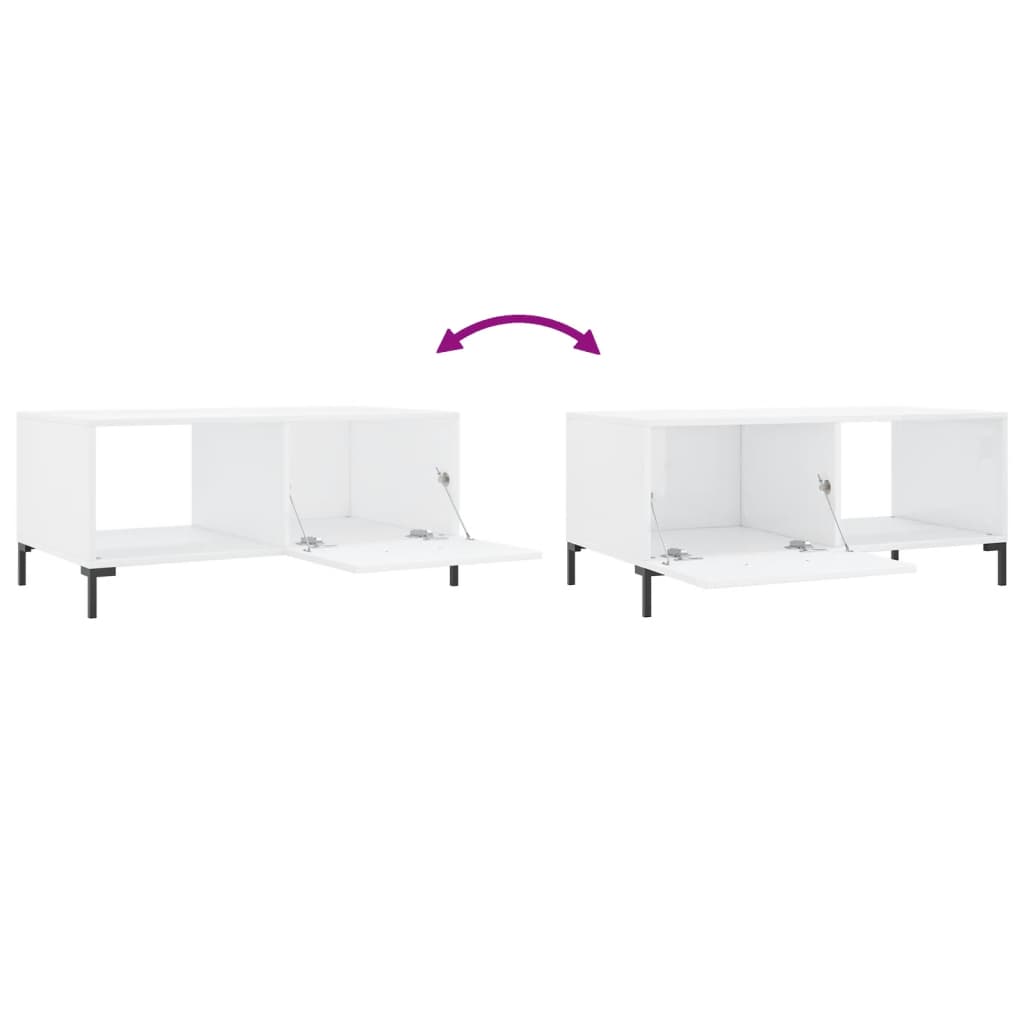 Salontafel 90X50X40 Cm Bewerkt Hout Hoogglans wit
