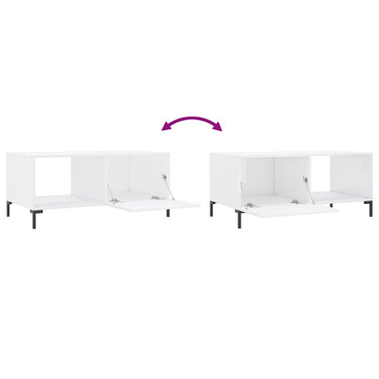 Salontafel 90X50X40 Cm Bewerkt Hout Hoogglans wit