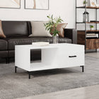 Coffee table 90x50x40 cm treated wood high gloss white