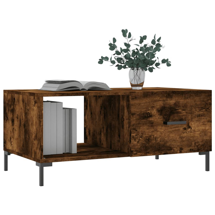 Salontafel 90X50X40 Cm Bewerkt Hout Kleurig Gerookt eiken